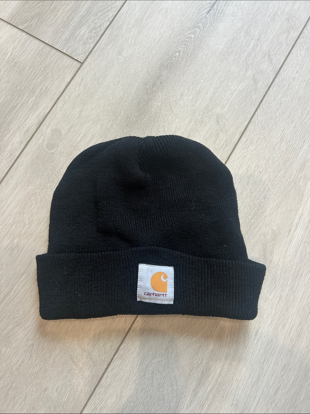 Carhartt Black Cuffed Beanie with Logo Patch